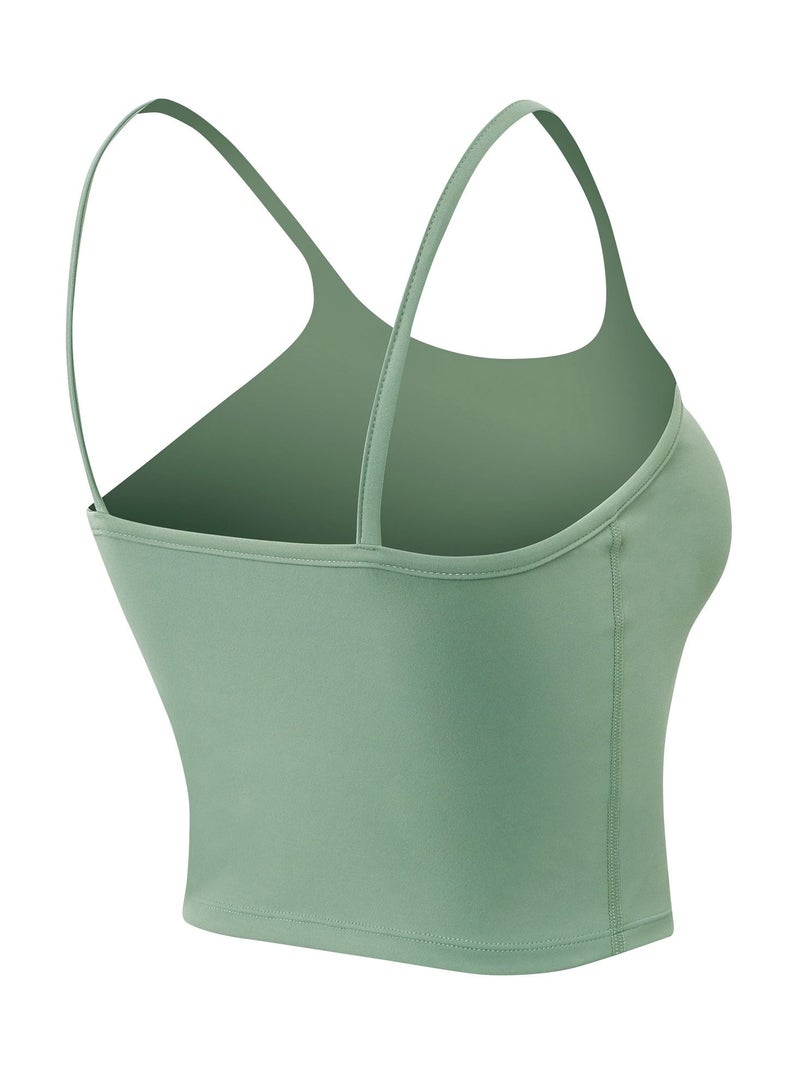 Loquat Women Quick Dry Breathable Elastic Sports Vest Green - Image 2