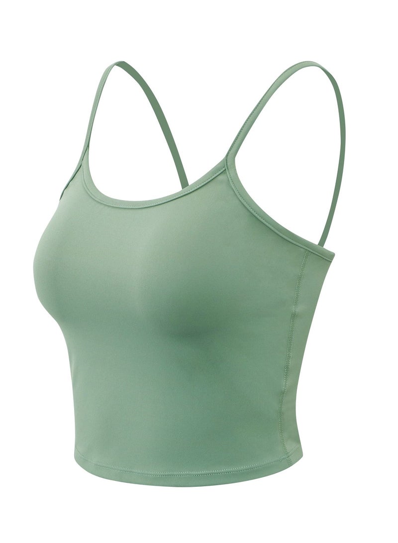 Loquat Women Quick Dry Breathable Elastic Sports Vest Green - Image 1
