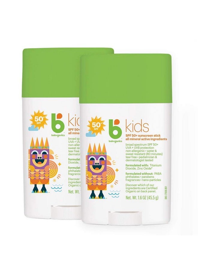 Babyganics - Spf 50 Travel Size Kids Sunscreen Stick Uva Uvb Protection | Water & Sweat Resistant |Non Allergenic, 1.6Oz (Pack Of 2) - Image 1