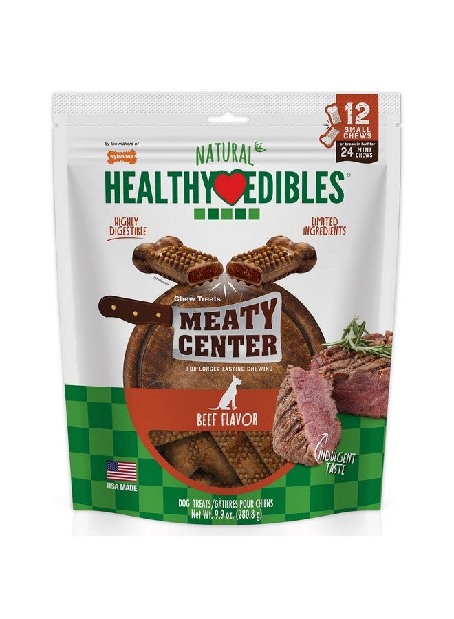 Nylabone Healthy Edibles Natural Dog Chews Long Lasting Meaty Center Beef Flavor Treats for Dogs, Small (12 Count) - Image 1