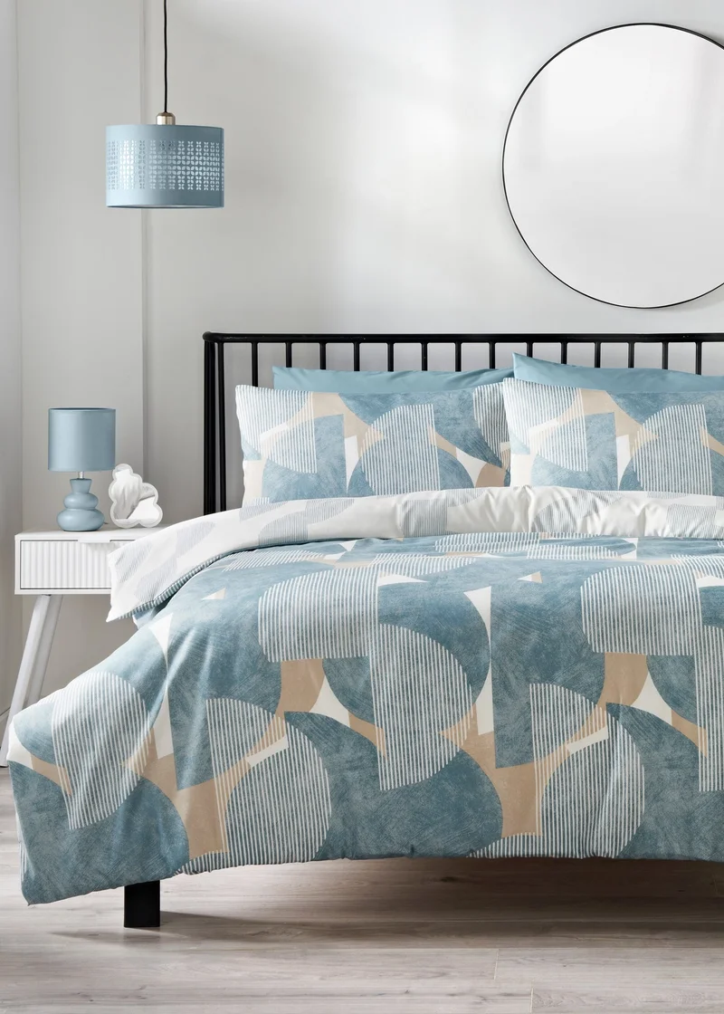 Matalan Blue Textured Geometric Duvet Set
