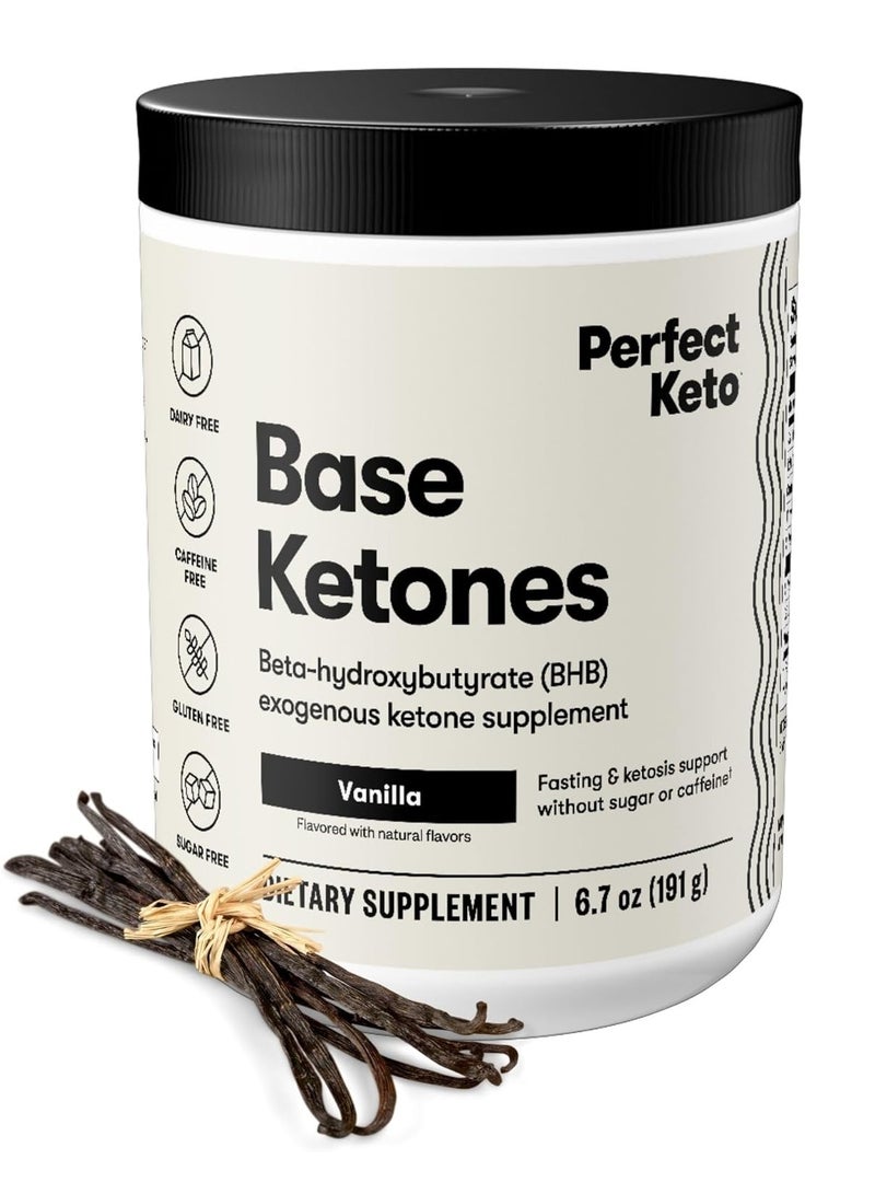 Perfect Keto Exogenous Ketones Powder Caffeine Free Energy, Keto Diet, Focus & Workout Support, Vanilla, 6.7 oz 15 Servings - Image 1