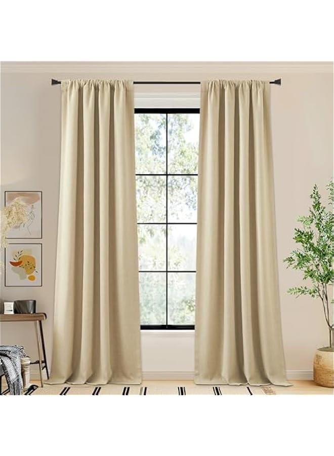Arabest Thick Faux Linen Room Darkening Curtains, Hook Belt/Rod Pocket/Back Tab Light Blocking Sound Dampening Drapes Thermal Curtains for Living Room/Bedroom, W50 x L120, 1 Panel  - Image 3