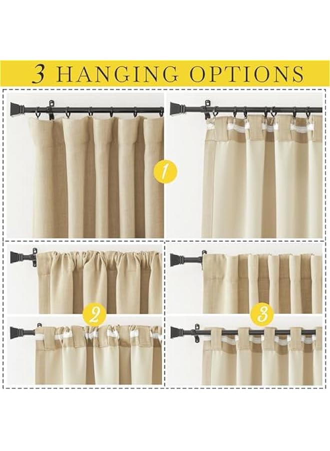 Arabest Thick Faux Linen Room Darkening Curtains, Hook Belt/Rod Pocket/Back Tab Light Blocking Sound Dampening Drapes Thermal Curtains for Living Room/Bedroom, W50 x L120, 1 Panel  - Image 4