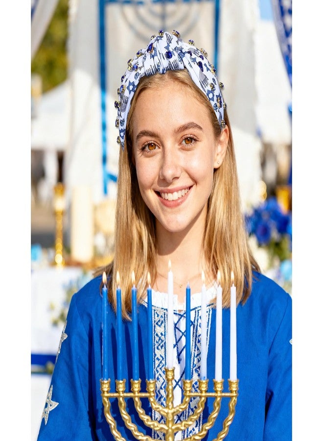 فالين طوق رأس PHALIN لعيد الأنوار (حانوكا) للنساء، طوق رأس على شكل نجمة، مزين بأحجار الراين الكريستالية الزرقاء، طوق رأس معقود، إكسسوارات ملابس عيد الأنوار (حانوكا)، هدايا عيد الأنوار (النمط B) - Image 2