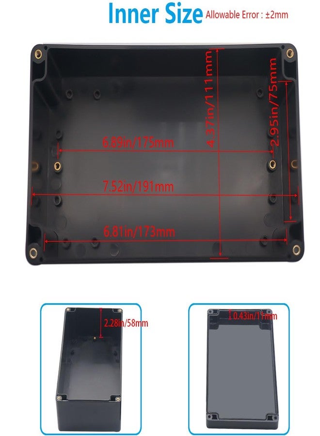 Otdorpatio صندوق مشروع Otdorpatio، صندوق كهربائي أسود من مادة ABS، مقاوم للماء بمعيار IP67، صندوق توصيل إلكتروني، علبة طاقة مع غدد كابلات لمشاريع DIY، 7.9 × 4.7 × 3 بوصة (200 × 120 × 75 مم). - Image 5