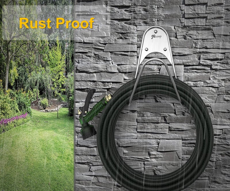 JBscoop Garden Hose Holder Stainless Steel Small Wall Mount Garden Hose Hook, Ideal for Water, Air, Hydraulic Hose, Ropes, Extension Cords Heavy Duty & Rust Proof (2) - Image 2