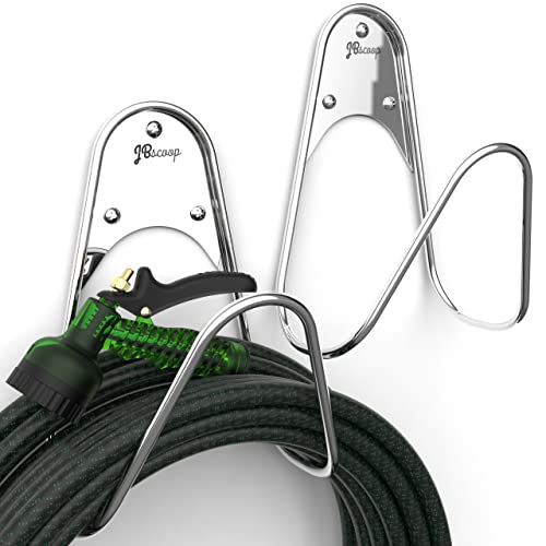 JBscoop Garden Hose Holder Stainless Steel Small Wall Mount Garden Hose Hook, Ideal for Water, Air, Hydraulic Hose, Ropes, Extension Cords Heavy Duty & Rust Proof (2) - Image 1