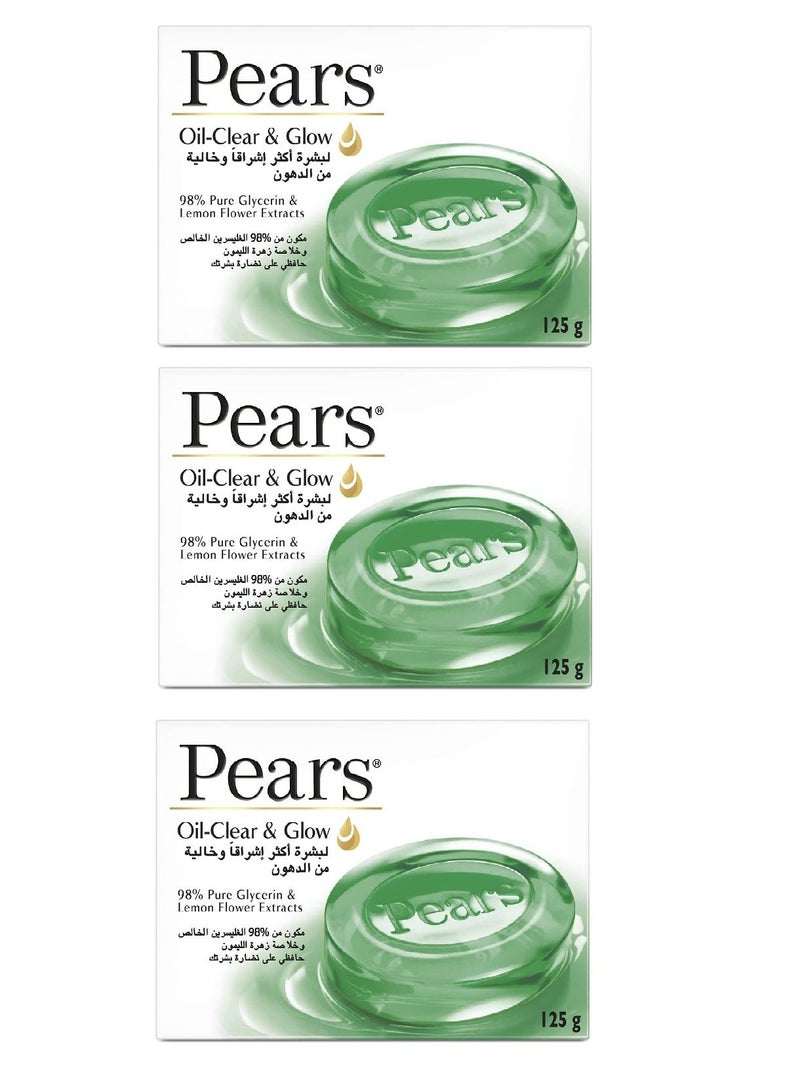Pears 3 Pieces of Soap Oil Clear With Lemon Flower extract & 98% pure Glycerin,125g - Image 2