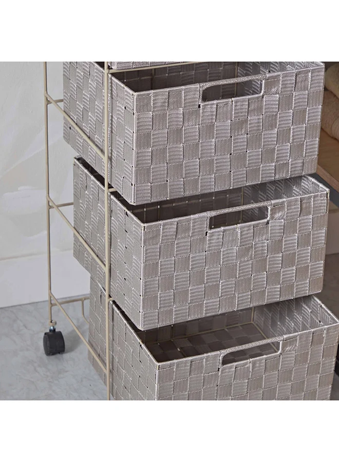 Home Box Strap 4-Drawer Cabinet With Casters 35 x 85 x 30 cm