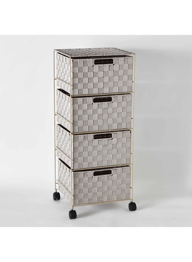 Home Box Strap 4-Drawer Cabinet With Casters 35 x 85 x 30 cm