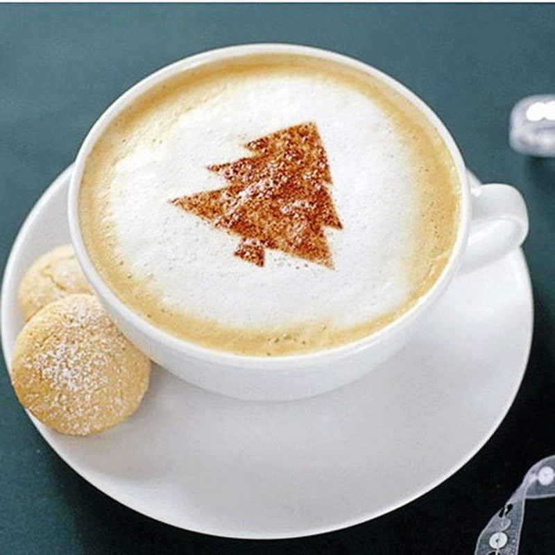 Thermometer World Chocolate Shaker with 16 Piece Coffee Stencils Set for Coffee Lovers Decorating Cappuccino Latte Hot Chocolate Cocoa Cake Design Decoration Duster - Image 5