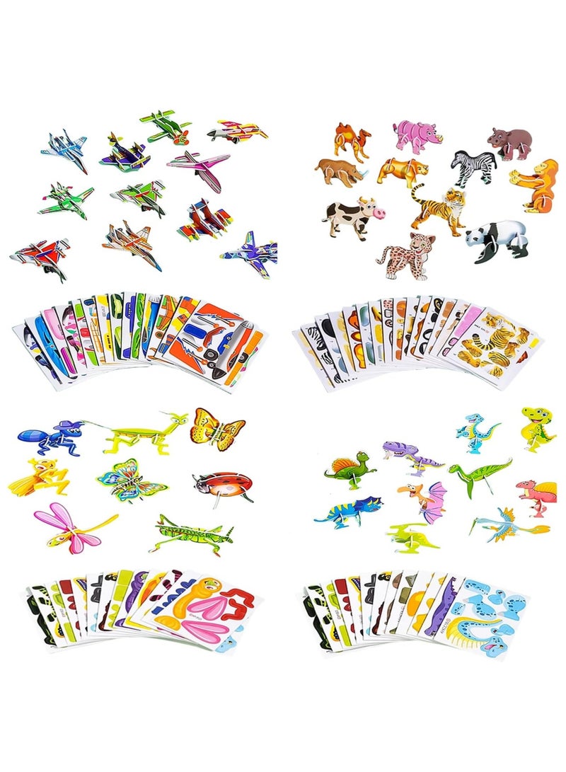 100PCS Educational 3D Cartoon Puzzle for Kids - Insects, Dinosaurs, Animals, Vehicles Themed 3D DIY Cardboards for Boys & Girls Gift Party Supplies - Image 1