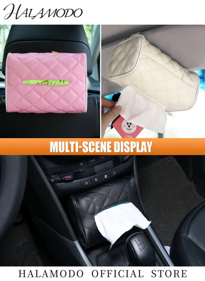 Generic Car Tissue Holder Upgraded Version Hanging Tissue Holder in Car, Premium PU Leather Car Napkin Holder for Storage& Organization  - Image 4