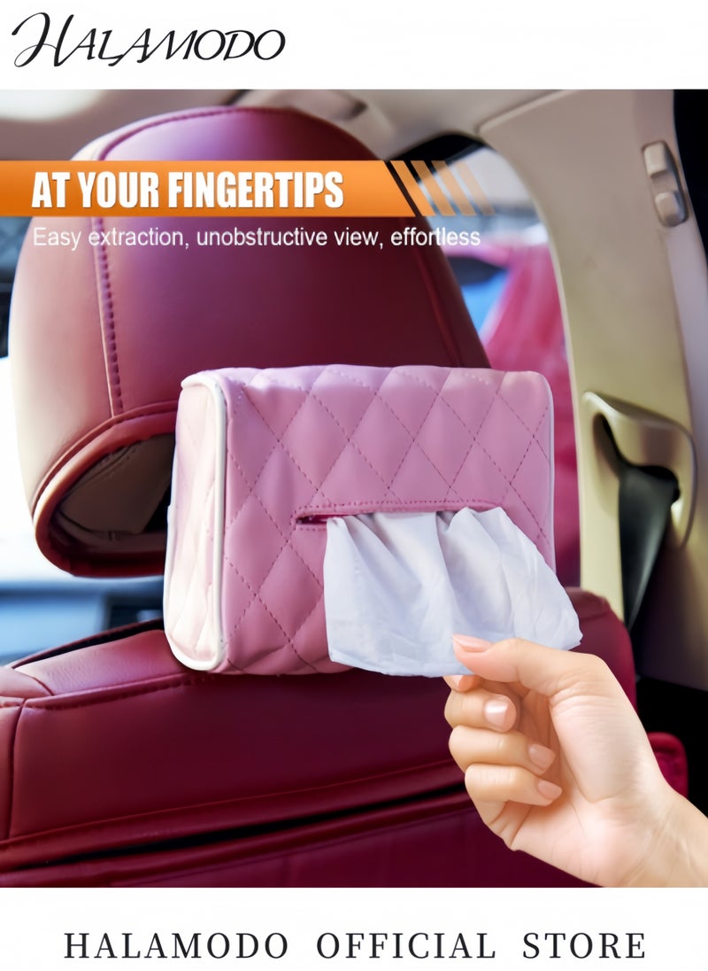 Generic Car Tissue Holder Upgraded Version Hanging Tissue Holder in Car, Premium PU Leather Car Napkin Holder for Storage& Organization  - Image 3
