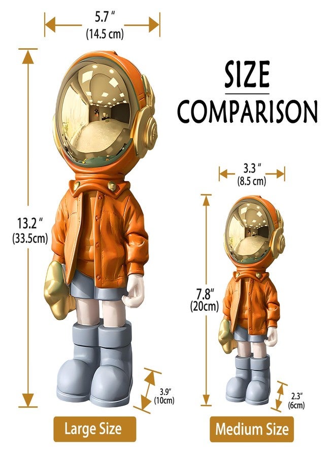 Dosker Small Astronaut Statues Mini Spaceman Sculpture Polyresin Arts Gifts Orange Figurine Ornament Room Decor for Men,Home and Desktop Accessories Tabletop Decoration, Living Room, Office, Bookshelf - Image 5