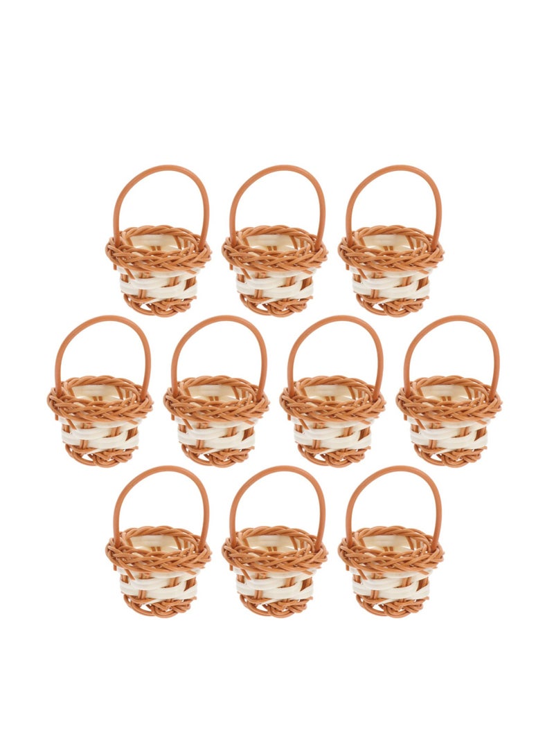 KASTWAVE 10 Pcs Mini Woven Baskets, Beautiful Flower Girl Baskets, Miniature Picnic Baskets, Perfect for Picnic Wedding Birthday Rustic Farmhouse Decor - Image 1