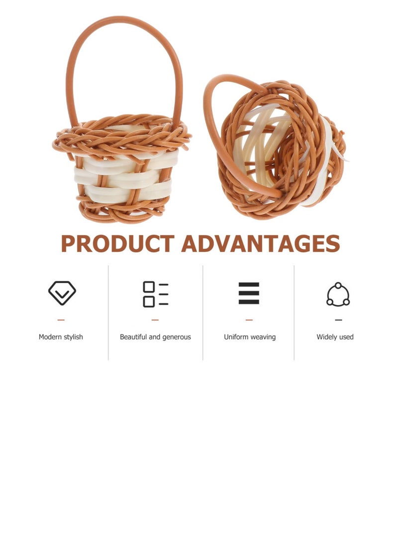 KASTWAVE 10 Pcs Mini Woven Baskets, Beautiful Flower Girl Baskets, Miniature Picnic Baskets, Perfect for Picnic Wedding Birthday Rustic Farmhouse Decor - Image 2