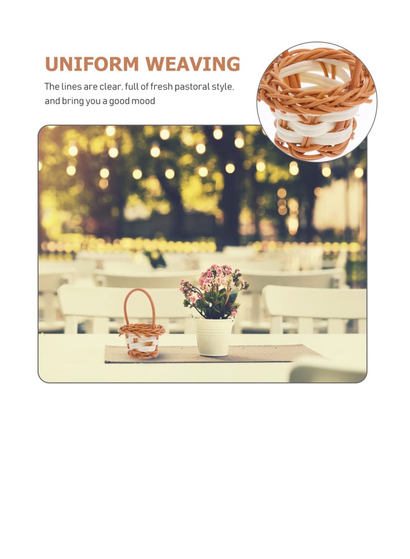 KASTWAVE 10 Pcs Mini Woven Baskets, Beautiful Flower Girl Baskets, Miniature Picnic Baskets, Perfect for Picnic Wedding Birthday Rustic Farmhouse Decor - Image 5