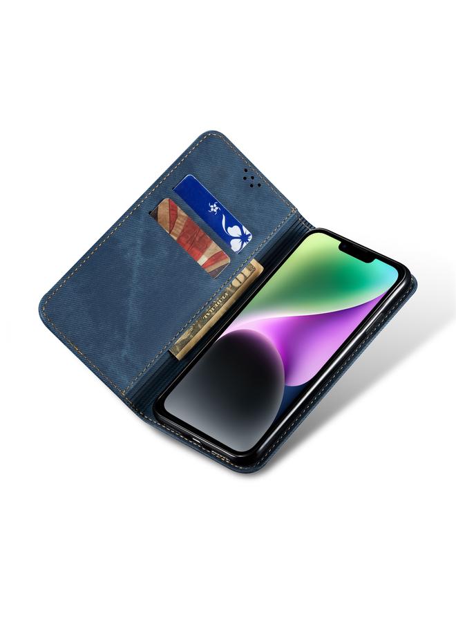 اس-توب جراب جلدي بتصميم كاجوال وملمس جينز لهاتف iPhone 15 Plus قابل للطي أفقيًا - Image 4