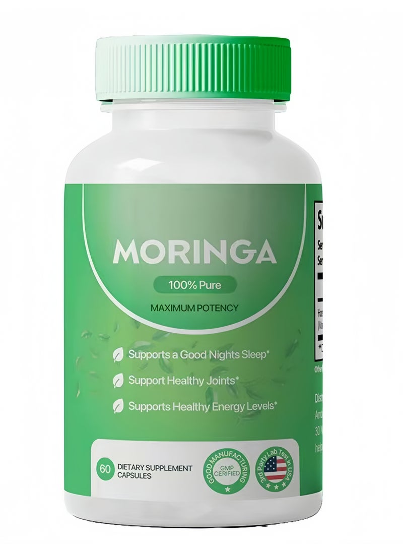 مورينجا كبسولات المورينجا عالية النقاء، تحتوي على 92 عنصرًا غذائيًا و42 مضاد أكسدة، تدعم النوم الهادئ وصحة المفاصل وتعزيز الطاقة — جوهر الغذاء الخارق الطبيعي. - Image 1