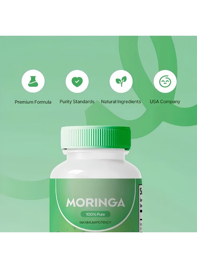 مورينجا كبسولات المورينجا عالية النقاء، تحتوي على 92 عنصرًا غذائيًا و42 مضاد أكسدة، تدعم النوم الهادئ وصحة المفاصل وتعزيز الطاقة — جوهر الغذاء الخارق الطبيعي. - Image 2