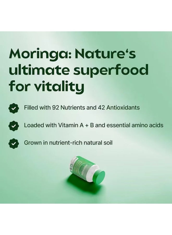 مورينجا كبسولات المورينجا عالية النقاء، تحتوي على 92 عنصرًا غذائيًا و42 مضاد أكسدة، تدعم النوم الهادئ وصحة المفاصل وتعزيز الطاقة — جوهر الغذاء الخارق الطبيعي. - Image 3