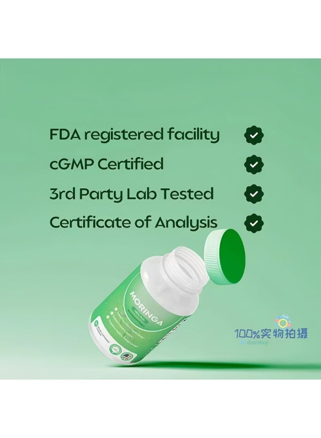 مورينجا كبسولات المورينجا عالية النقاء، تحتوي على 92 عنصرًا غذائيًا و42 مضاد أكسدة، تدعم النوم الهادئ وصحة المفاصل وتعزيز الطاقة — جوهر الغذاء الخارق الطبيعي. - Image 4