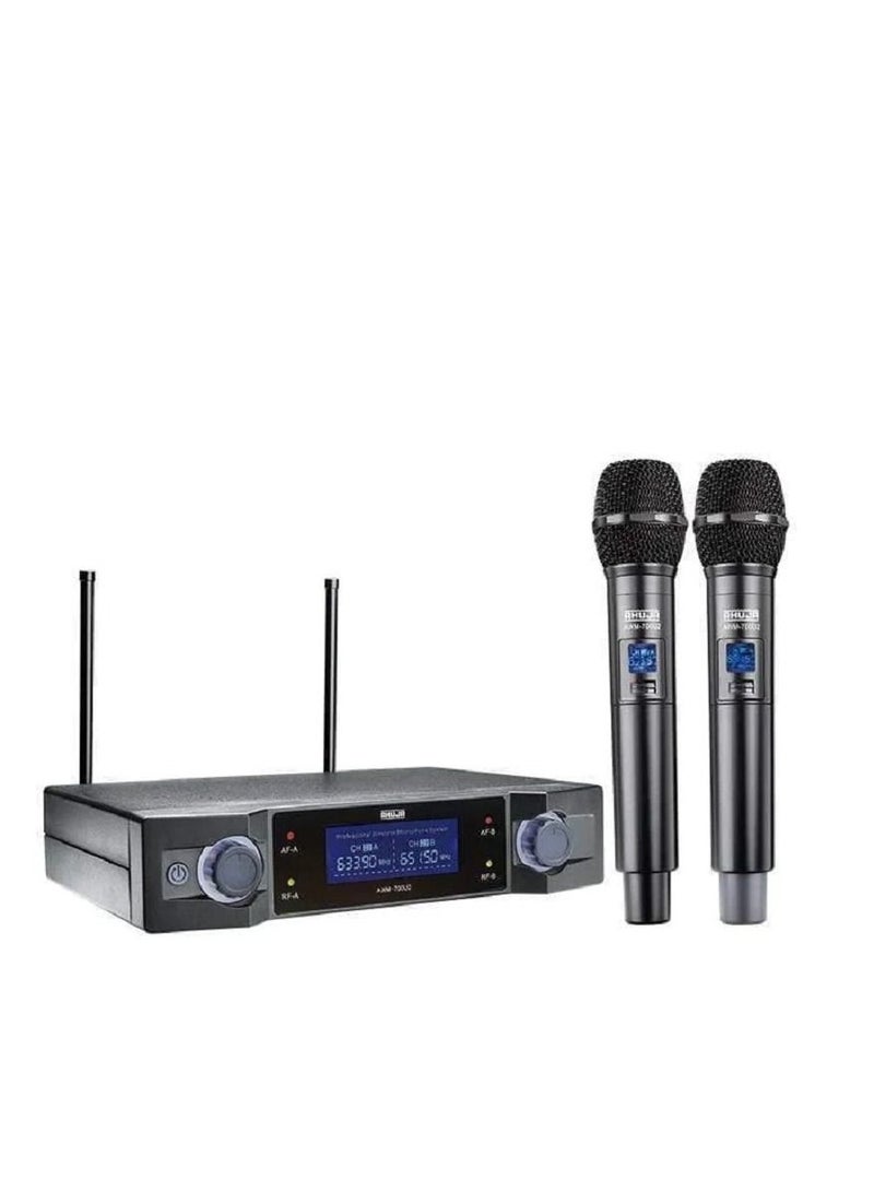 Ahuja Microphone Wireless Dual Channel UHF 2 Handheld