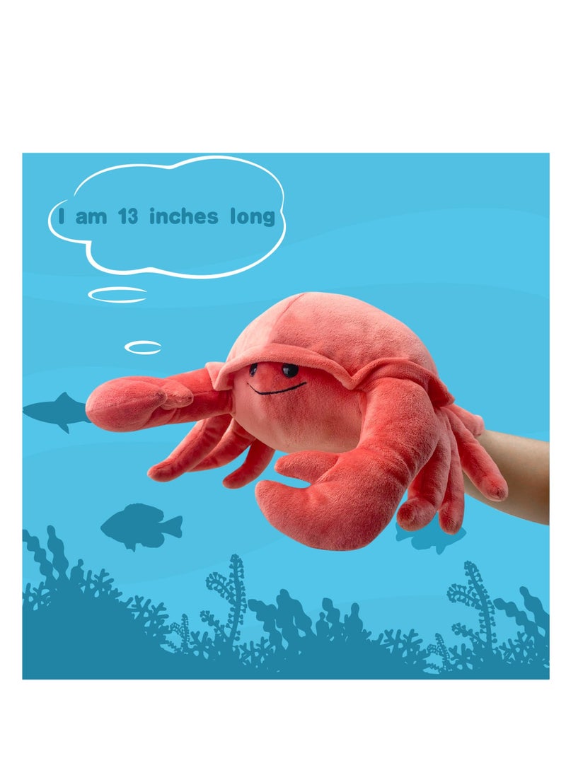 KASTWAVE Hand Puppet Crab Puppet, 13" Crab Puppet, Animal Puppets for Kids Realistic Plush Puppet Stuffed Crab Toys, Crab Hand Puppet with Moveable Mouth Puppet Role Play Teaching, Gift for Kids Boys Girls  - Image 4