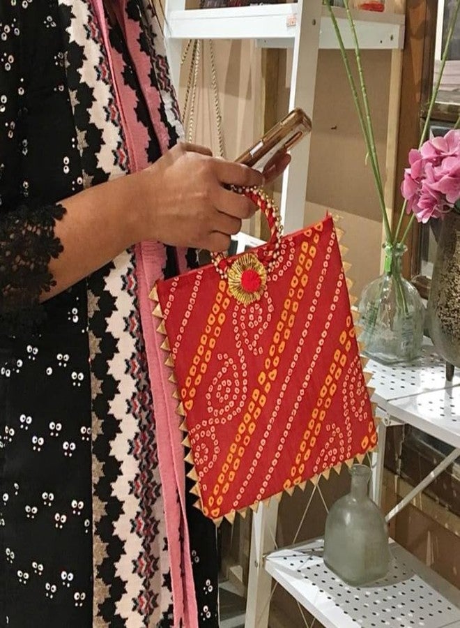 Peelorange Potli Bag with Bangle Shape Pearl Embroidered Handle | Stylish Handbag for Women & Gifting | Random Color| Traditional Potli Bags| ||Multicolor|| - Image 5