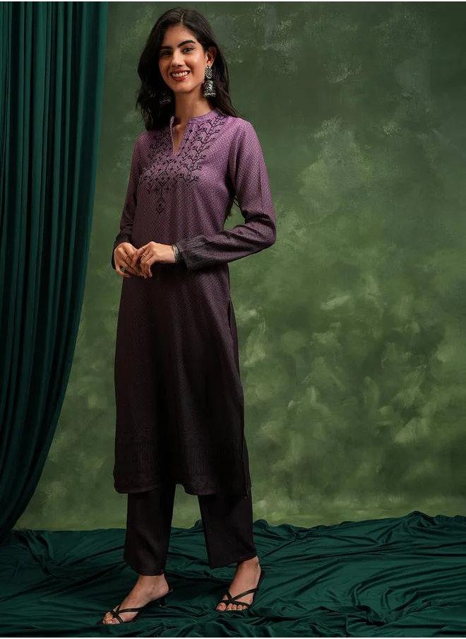 فيشود Women Pink Printed Kurta Set with Dupatta by Styli