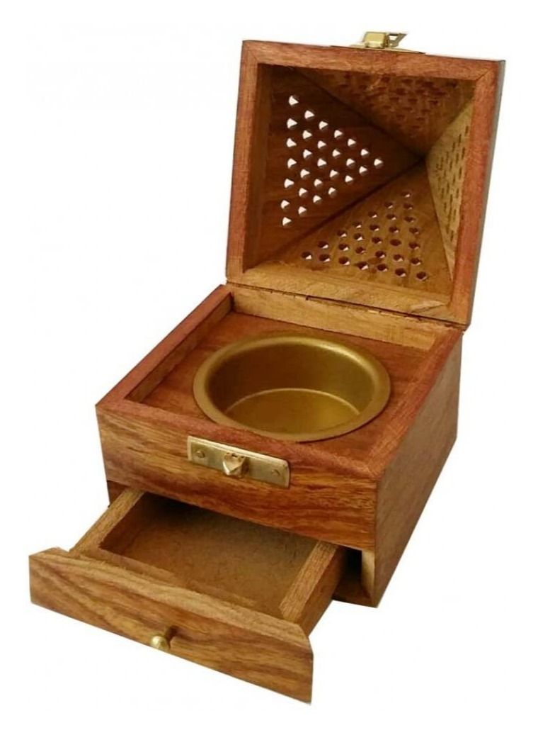 Wooden Classic Pyramid Style Burner, Dhoop Holder, With Base Square and top Cone Shap Doop Holder,Wooden Incense Burner Box,Valentine Day Gifts - Image 4