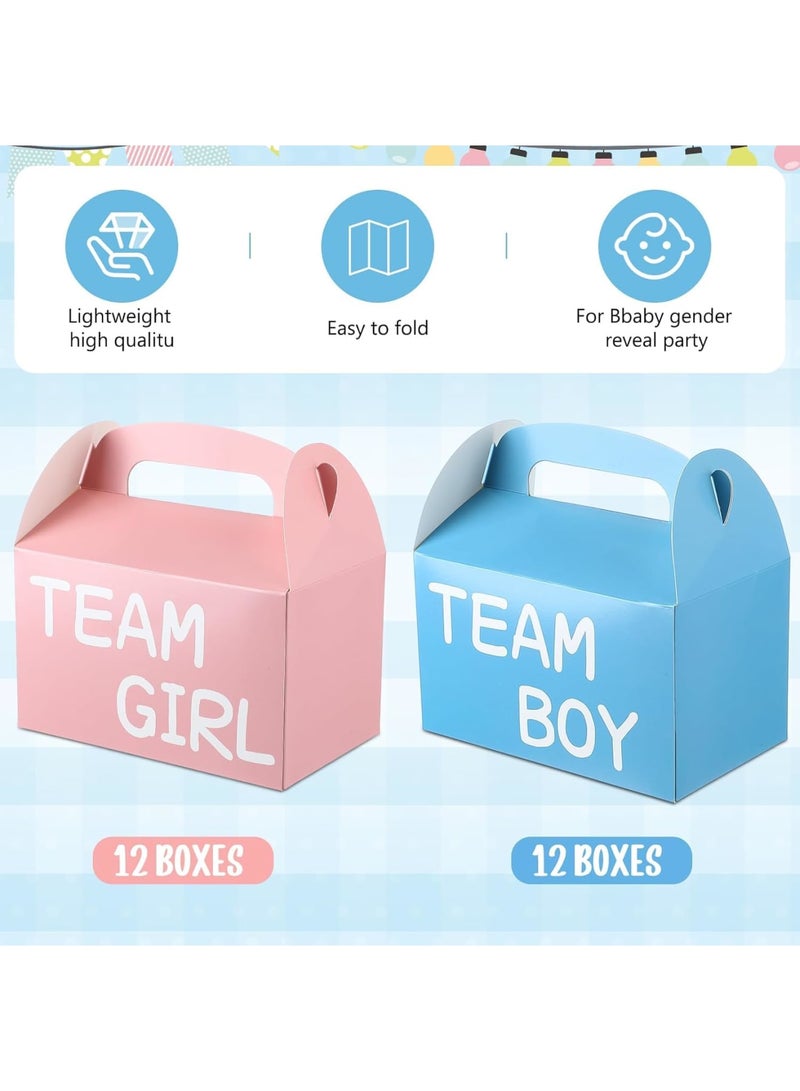 Luckam Gender Reveal Party Favor Boxes, Pink and Blue Candy Treat with Handles for Baby Shower and Birthday Celebration, Paper Gift for Guests, 24 Pcs, 6.3 x 3.7 x 3.7 in, Party Supplies - Image 2