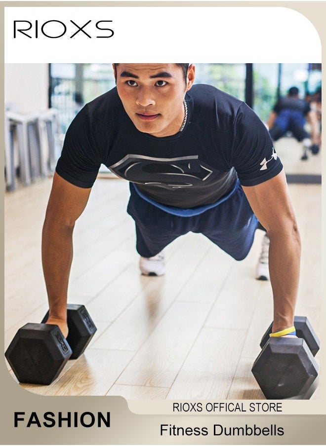 RIOXS Rubberised Hexagonal Fixed Dumbbells Steel Weight Set Men Women 1kg 2kg Fitness Sports Training Dumbbells Pair  - Image 3