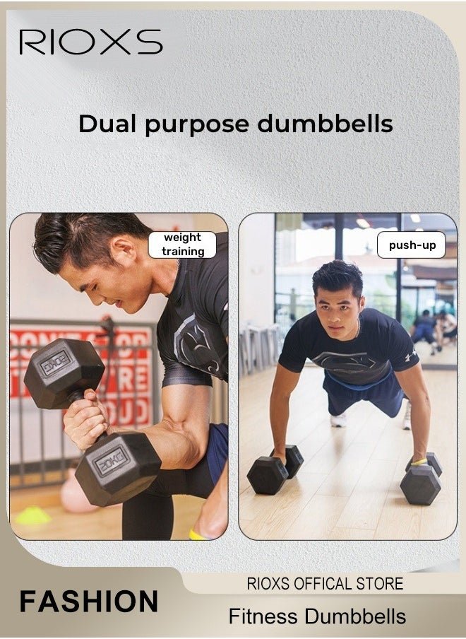 RIOXS Rubberised Hexagonal Fixed Dumbbells Steel Weight Set Men Women 1kg 2kg Fitness Sports Training Dumbbells Pair  - Image 4