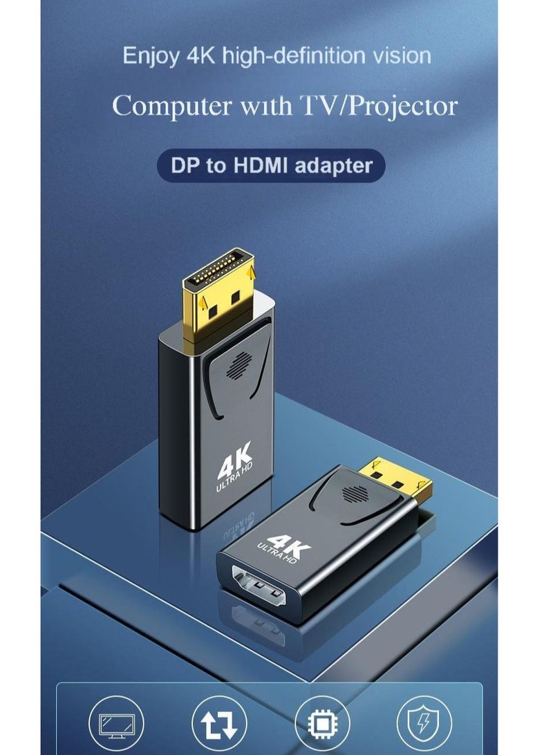DP to HDMI 4K Adapter – DisplayPort to HDMI Converter for PC/Laptop to Monitor, TV, Projector – 4K@60Hz UHD Video & Audio, Plug and Play, Dual Mode Display, Compatible with Windows/Linux/macOS  - Image 3