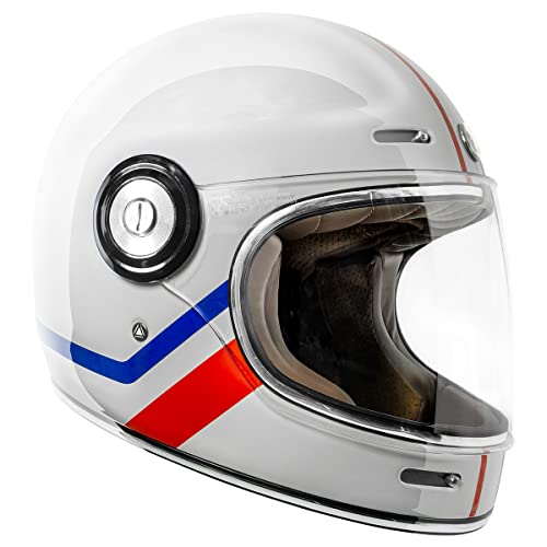 TORC T1 Unisex-Adult Retro Full face Motorcycle Helmets, Gloss White Allegiance, Large - Image 3
