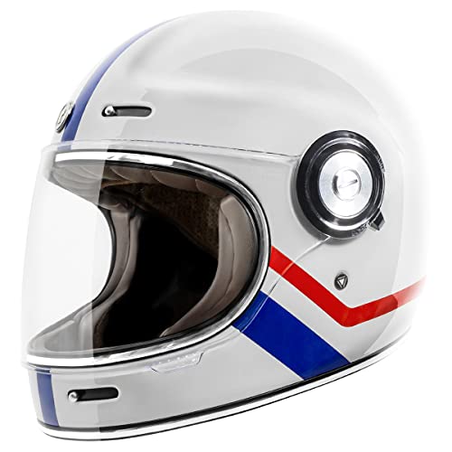 TORC T1 Unisex-Adult Retro Full face Motorcycle Helmets, Gloss White Allegiance, Large - Image 1