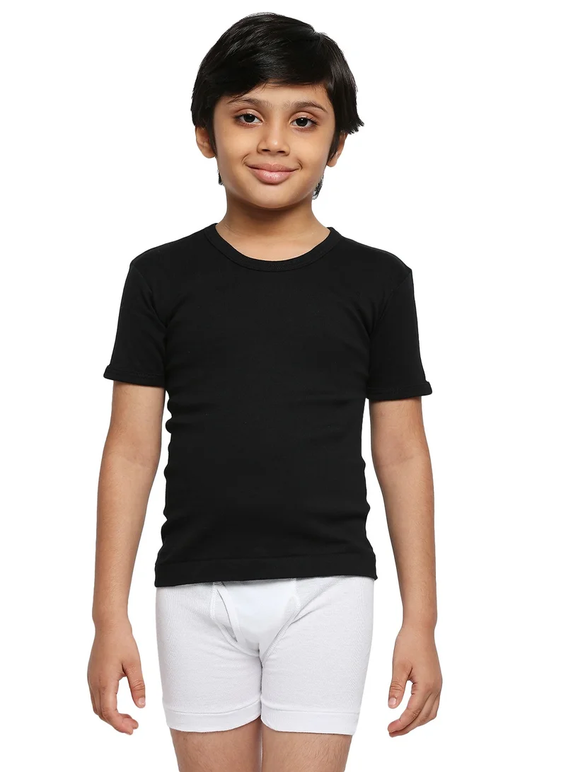 BYC BOY'S COTTON ROUND NECK UNDERSHIRT (PACK OF 3) - BLACK
