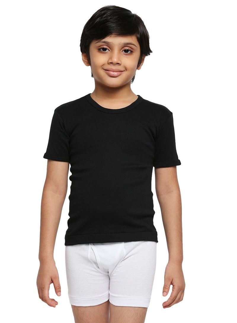 BYC BOY'S COTTON ROUND NECK UNDERSHIRT (PACK OF 3) - BLACK  - Image 3