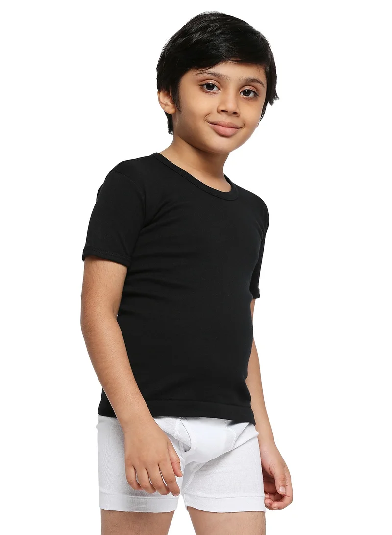 BYC BOY'S COTTON ROUND NECK UNDERSHIRT (PACK OF 3) - BLACK