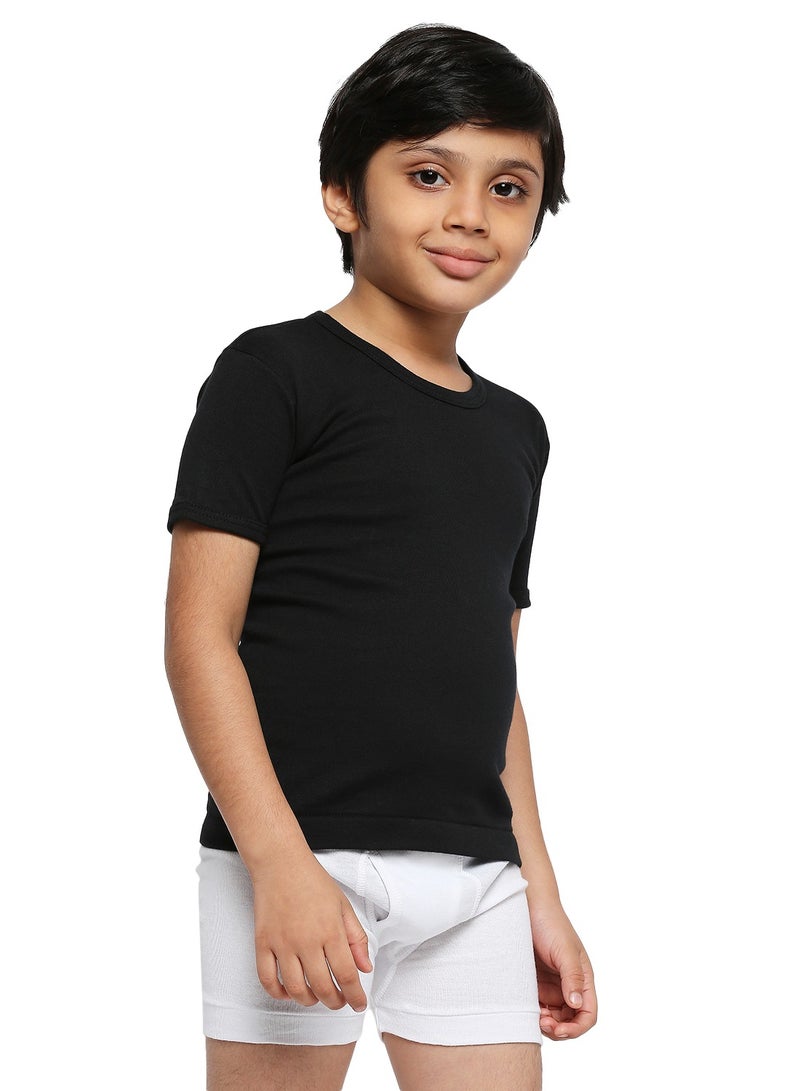 BYC BOY'S COTTON ROUND NECK UNDERSHIRT (PACK OF 3) - BLACK  - Image 4