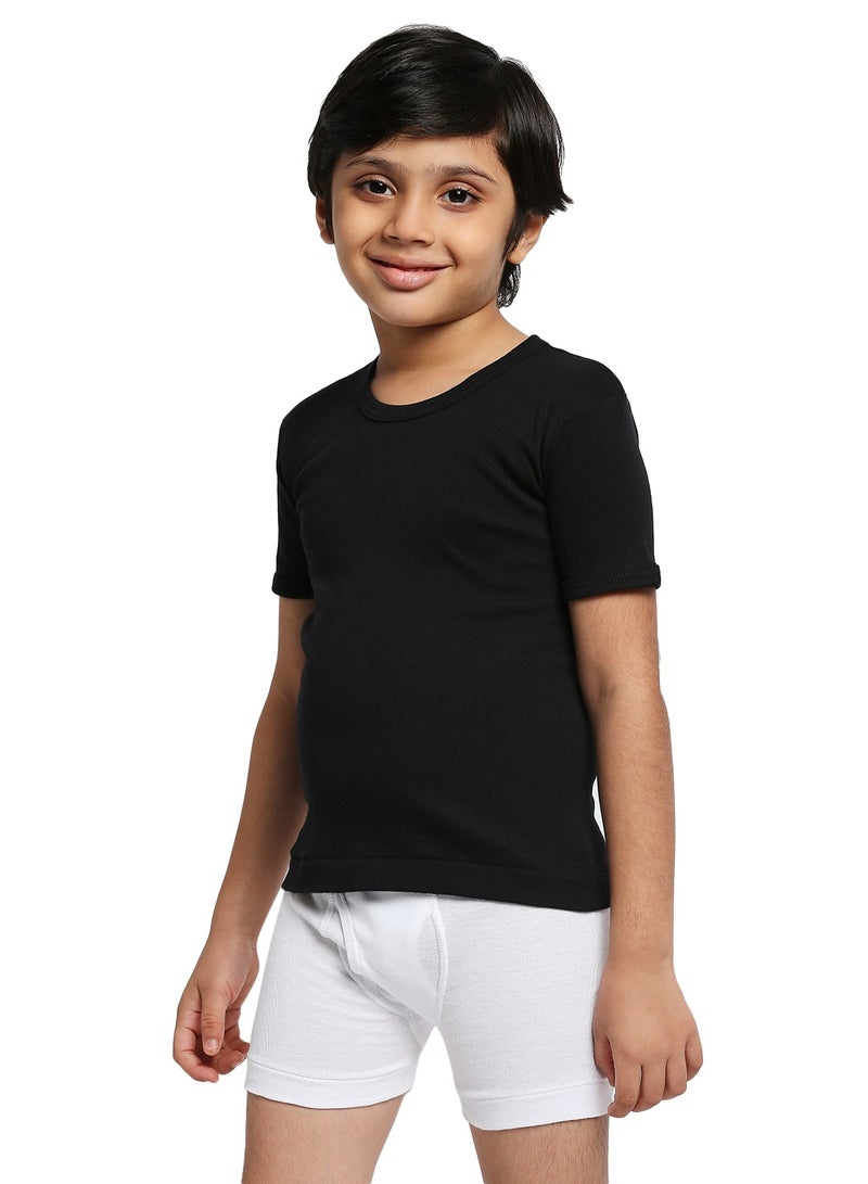 BYC BOY'S COTTON ROUND NECK UNDERSHIRT (PACK OF 3) - BLACK  - Image 5