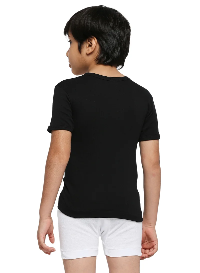 BYC BOY'S COTTON ROUND NECK UNDERSHIRT (PACK OF 3) - BLACK