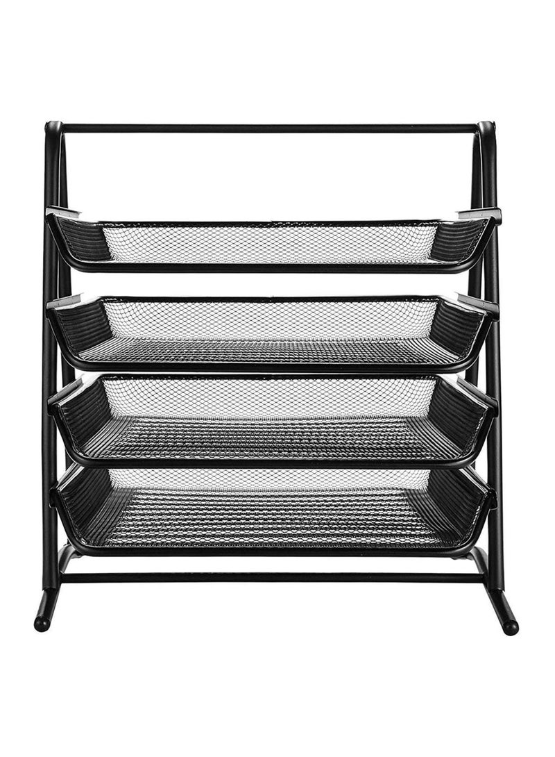 HIAS 4-Tier Metal Mesh Document Tray – Black | A4 Paper File Organizer | Office Desk Storage | Workspace & Home Organizer | Stackable Office Supplies - Image 5