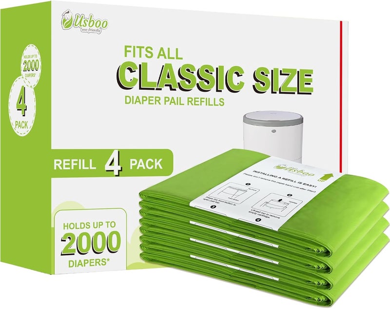 USBOO Refills Compatible with Dekor CLASSIC Diaper Pail Refills  4 Pack  Disposable Diaper Pail Refill  Extra Thickness  Quick  Easy to Replace  Cherry Blossom Scented  Holds up to 2000 Diapers - Image 1