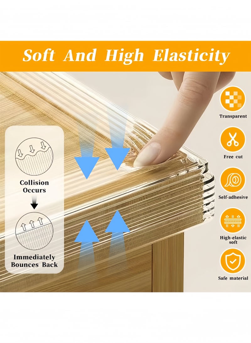 شريط حماية للزوايا بطول 2 متر، شريط حماية شفاف للحواف، شريط أمان للأطفال مضاد للتصادمات، واقيات زوايا ناعمة للأطفال، واقيات زوايا لطاولات سلامة الطفل للأثاث ضد الزوايا الحادة للخزائن والطاولات - Image 3