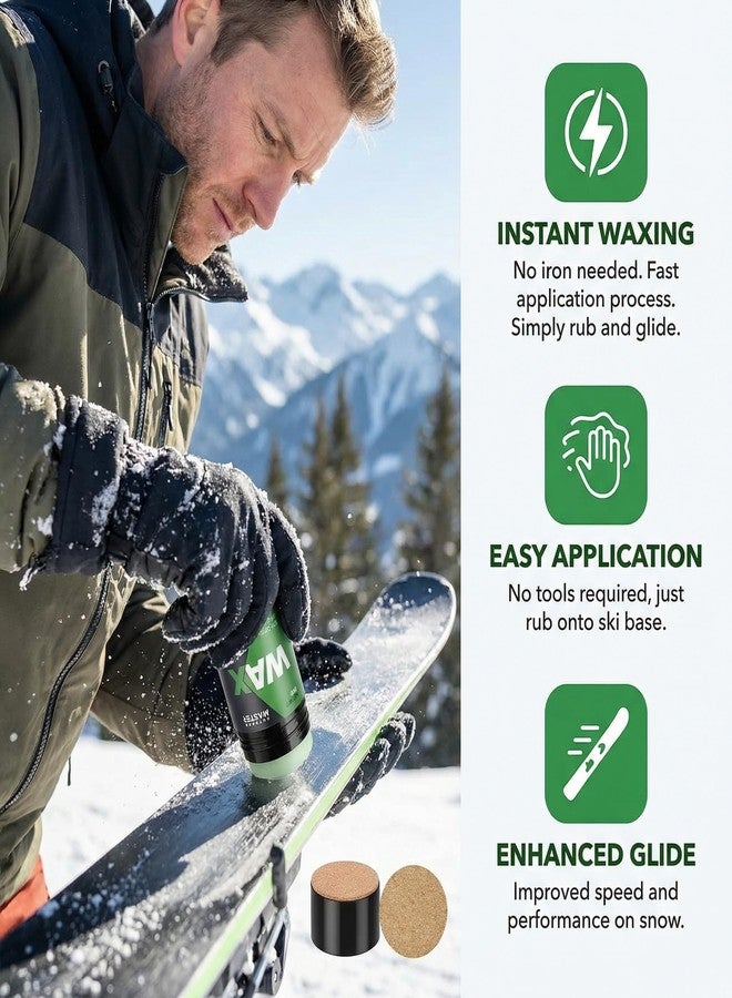 Raneped Rub On Ski and Snowboard Wax, 80G with 2 Cork Applicators, Universal Temperature, Portable Cross-Country - Image 5