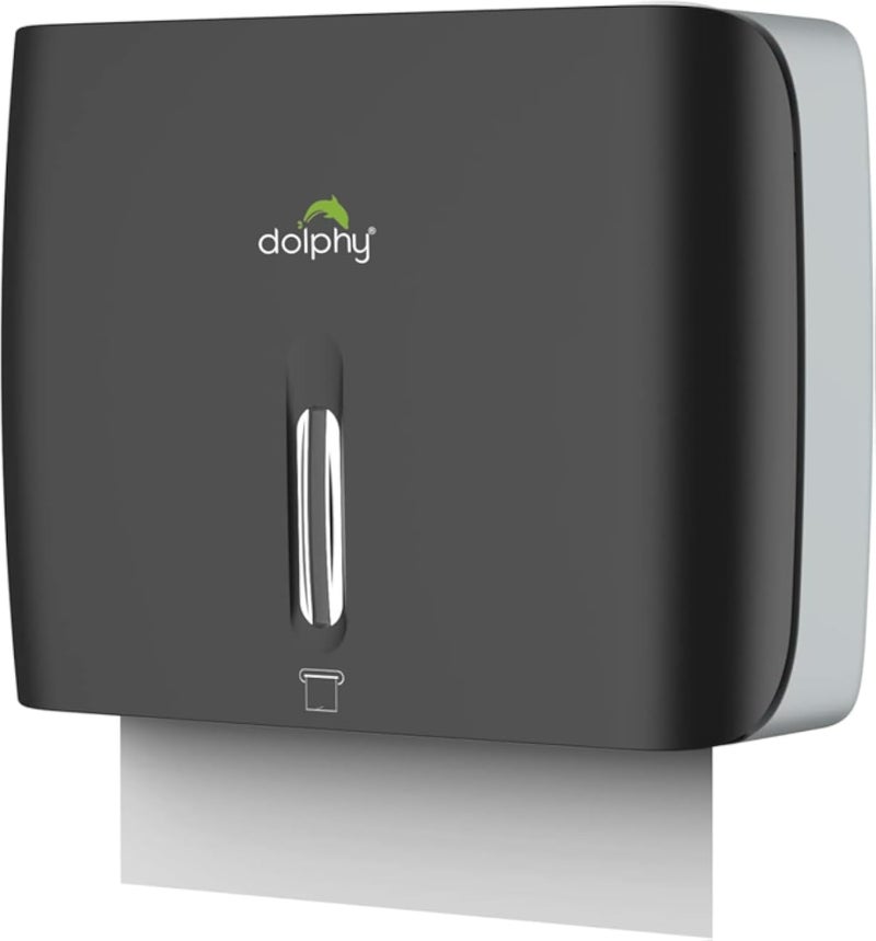 موزع مناشف ورقية صغيرة متعددة الطيات من دولفي، يُثبت على الحائط - أسود